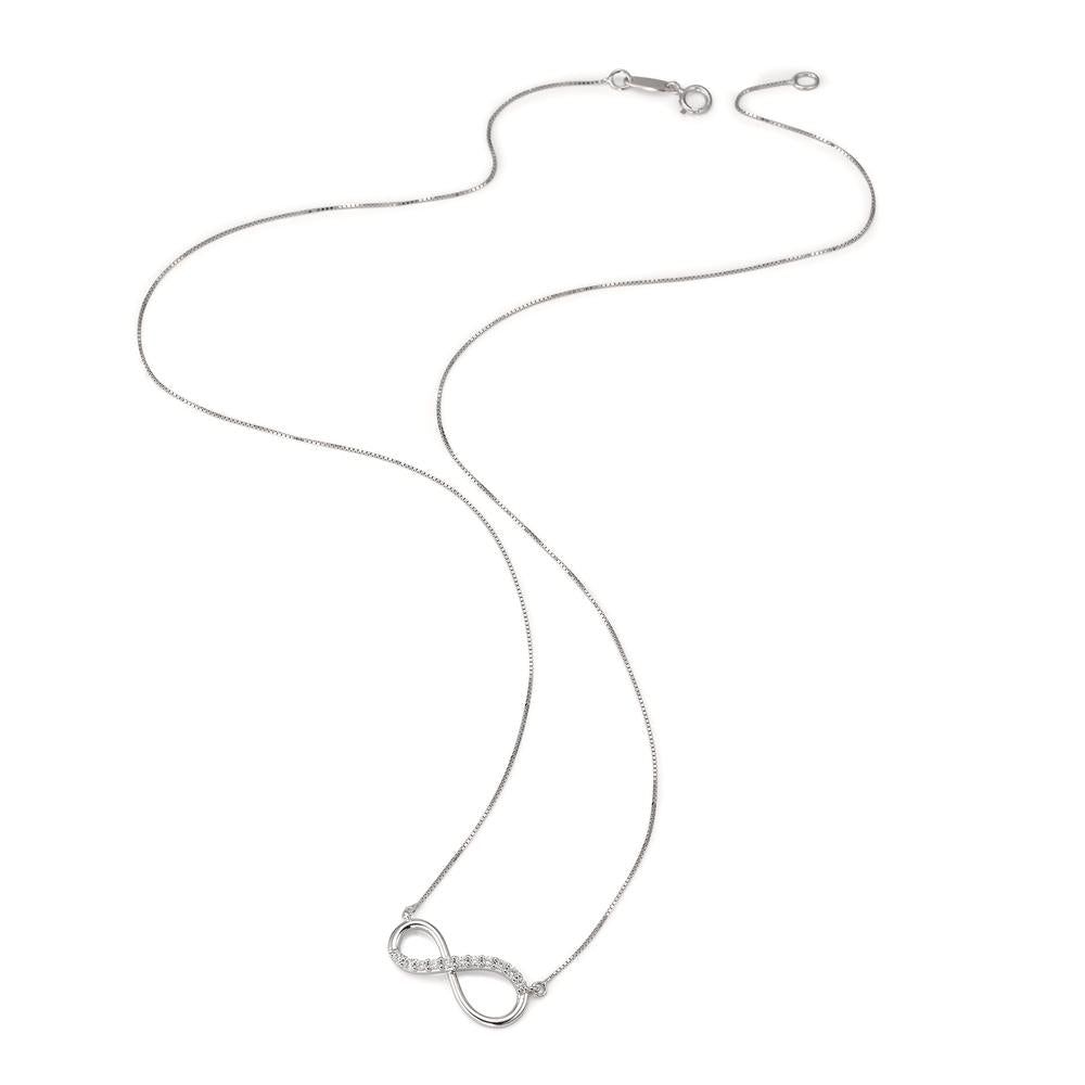 Necklace 18k White Gold Zirconia 11 Stones Infinity 42 cm