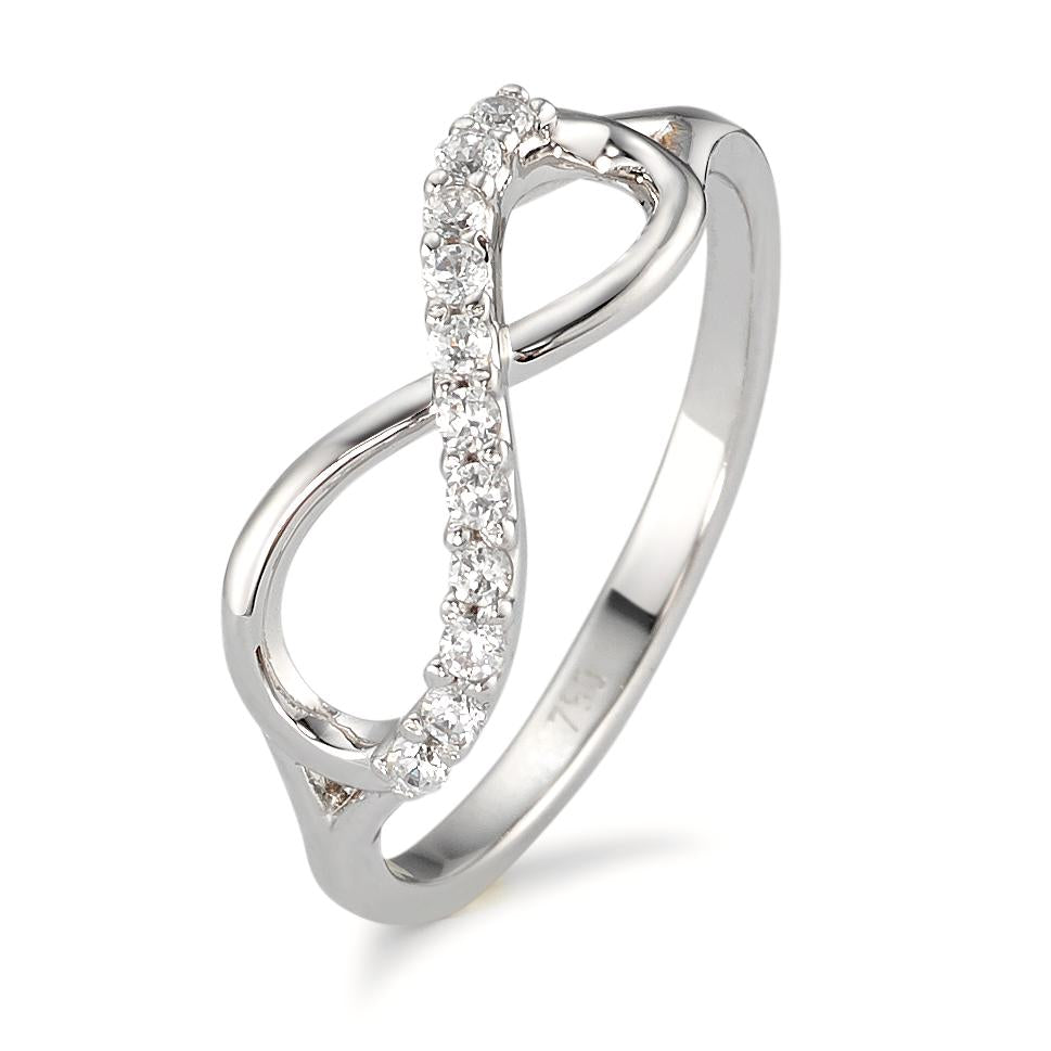 Ring 18k White Gold Zirconia 11 Stones Infinity