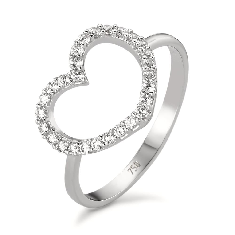 Ring 18k White Gold Zirconia Heart Ø13 mm