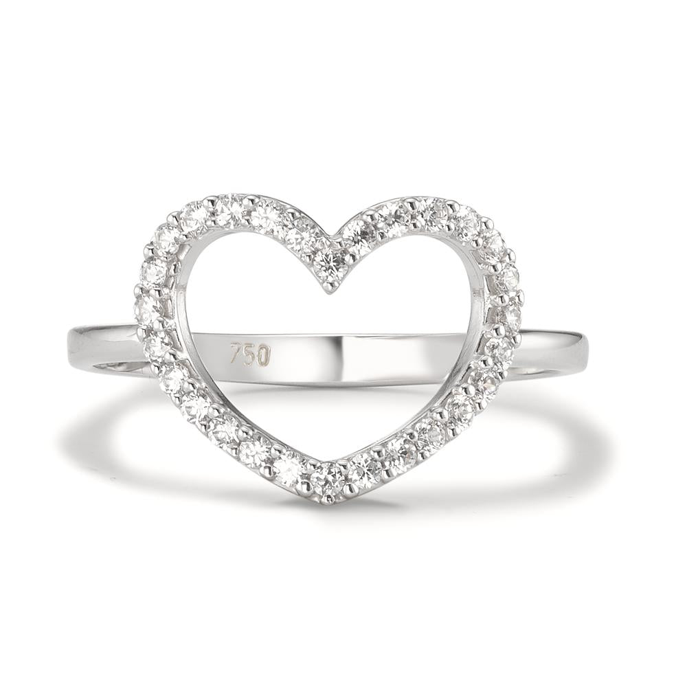 Ring 18k White Gold Zirconia Heart Ø13 mm