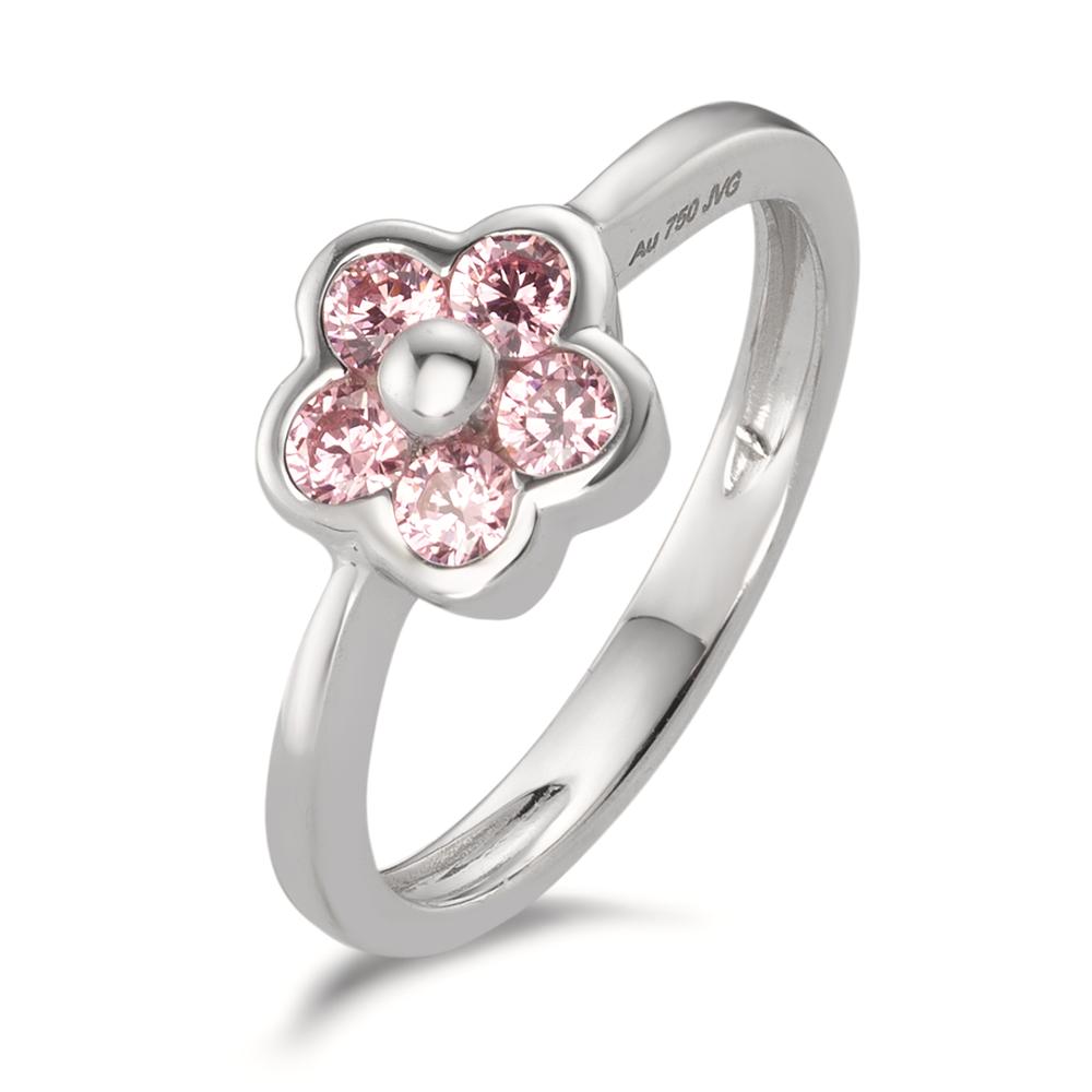 Ring 18k White Gold Zirconia Rose, 5 Stones Flower