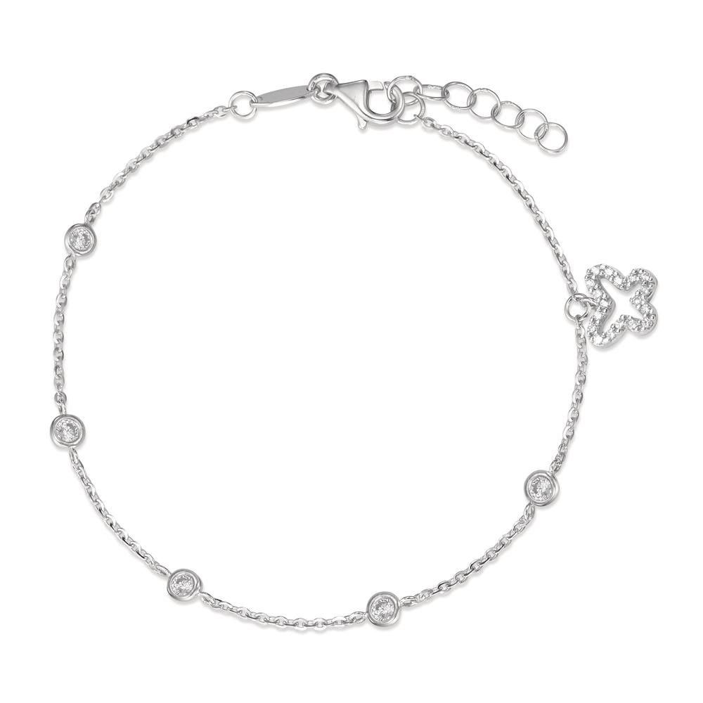 Bracelet 18k White Gold Zirconia Butterfly 16.5-18.5 cm