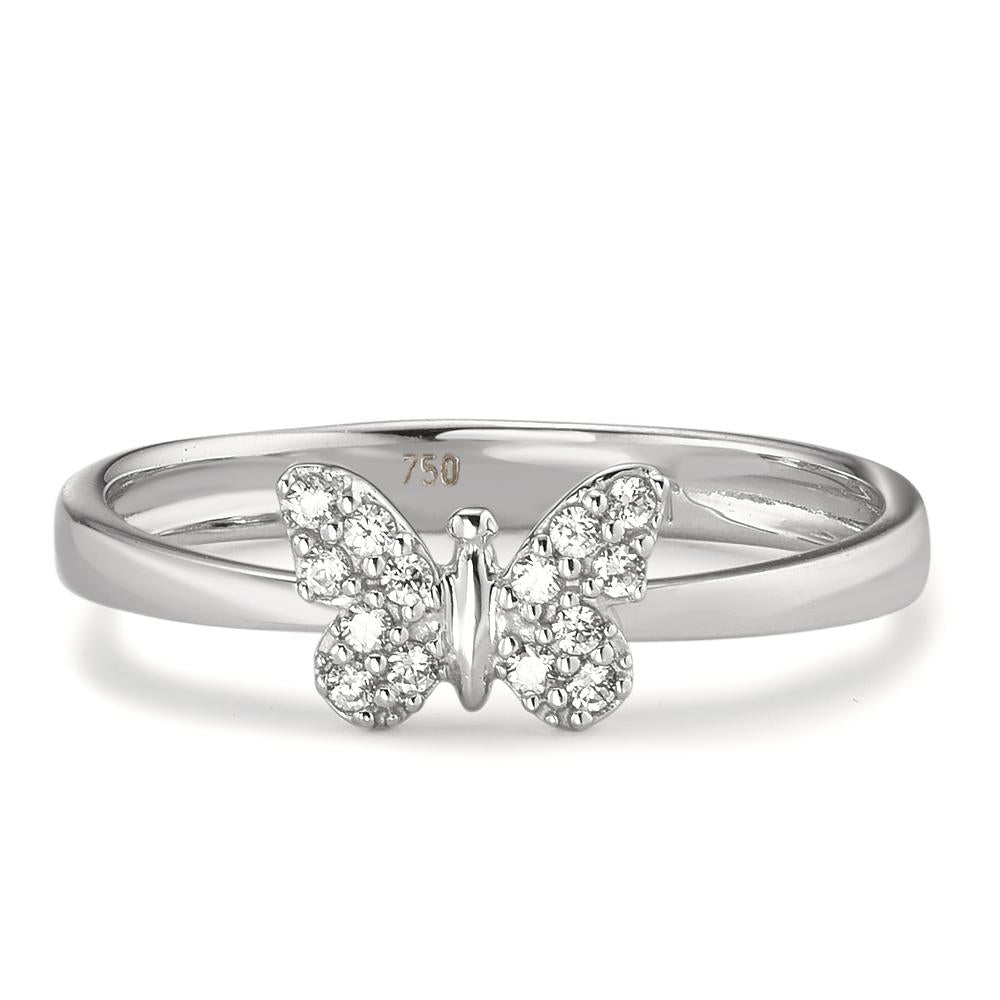 Ring 18k White Gold Zirconia Butterfly