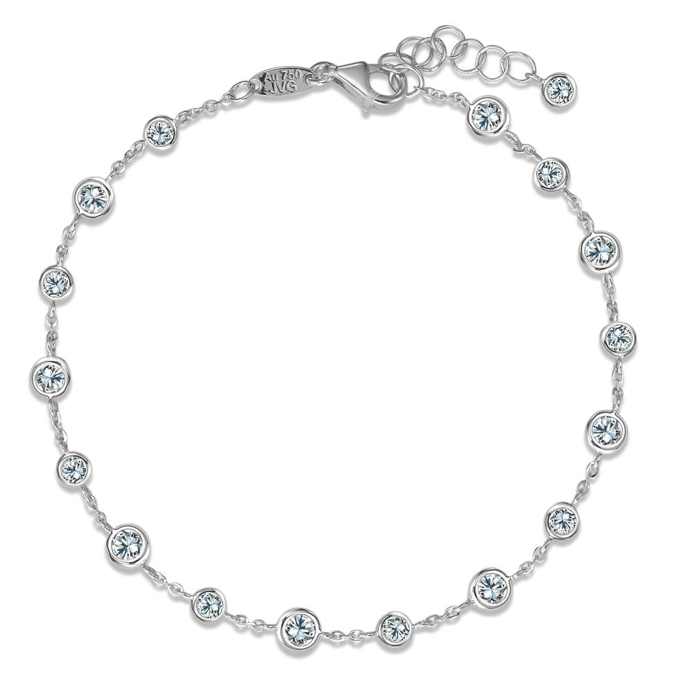 Bracelet 18k White Gold Zirconia 17 Stones 17-19 cm