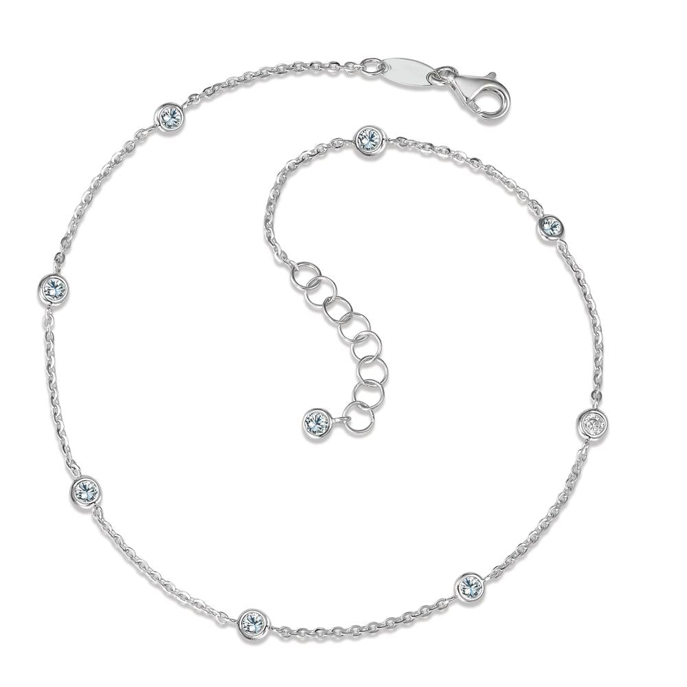 Anklet 18k White Gold Zirconia 9 Stones 22.5-24.5 cm