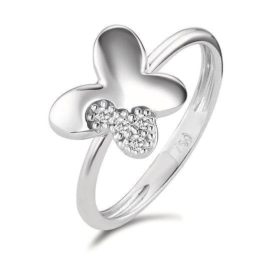 Ring 18k White Gold Zirconia 4 Stones Butterfly Ø9 mm