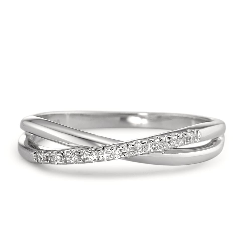 Ring 18k White Gold Diamond 0.05 ct, 9 Stones, w-si