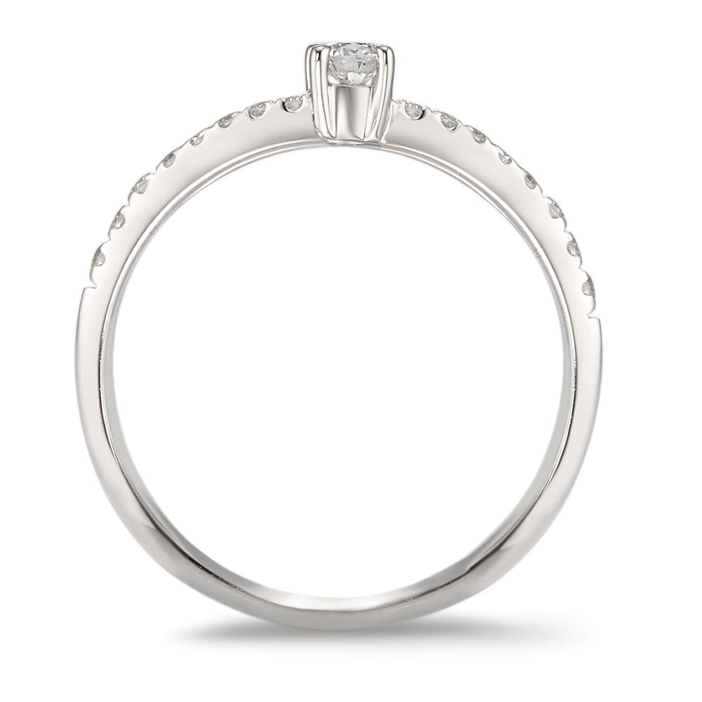 Ring 18k White Gold Diamond 0.09 ct, 19 Stones, w-si