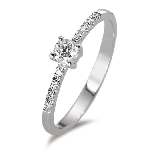 Solitaire ring 18k White Gold Diamond 0.23 ct, 9 Stones, w-si