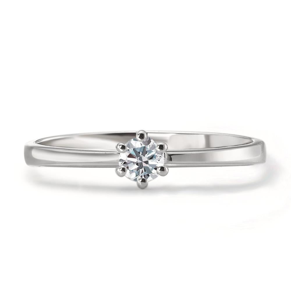 Solitaire ring 18k White Gold Diamond 0.10 ct, w-si