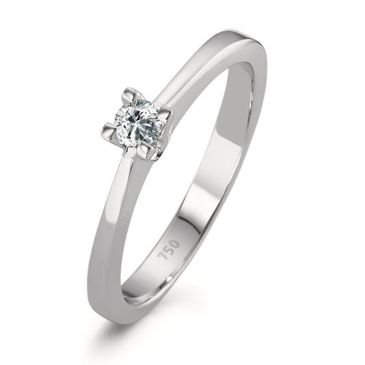 Solitaire ring 18k White Gold Diamond 0.10 ct, w-si