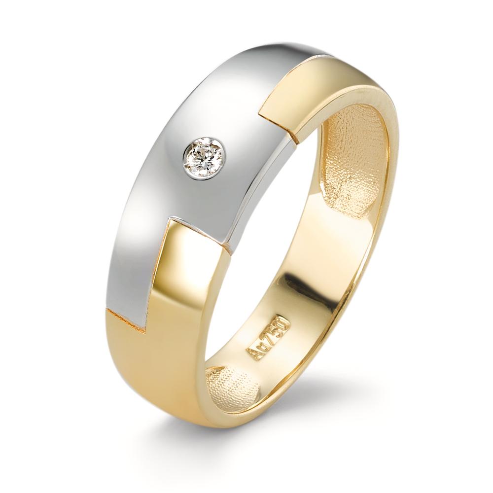 Ring 18k Yellow Gold, 18k White Gold Diamond 0.02 ct, w-si