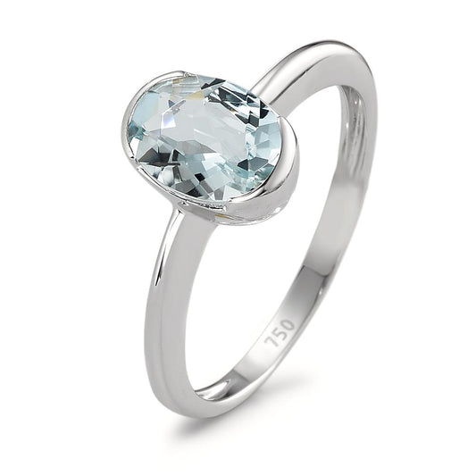 Ring 18k White Gold Aquamarine 1.08 ct