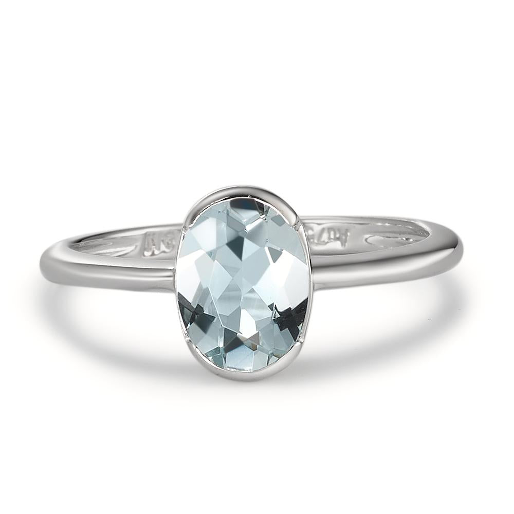 Ring 18k White Gold Aquamarine 1.08 ct