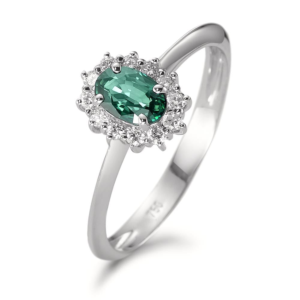 Ring 18k White Gold Emerald 0.40 ct, Diamond 0.18 ct, w-si