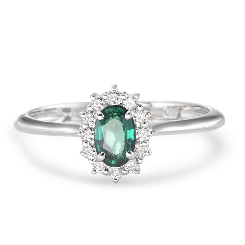 Ring 18k White Gold Emerald 0.40 ct, Diamond 0.18 ct, w-si