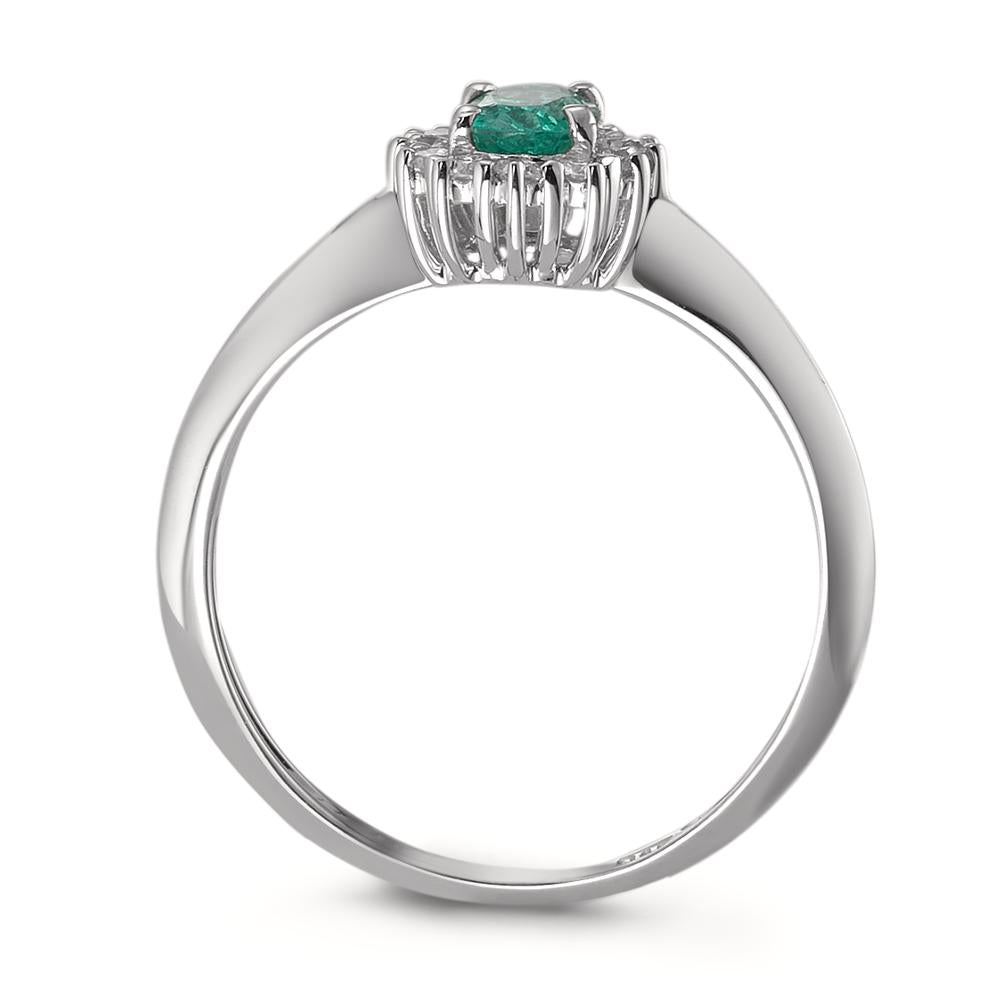 Ring 18k White Gold Emerald 0.40 ct, Diamond 0.18 ct, w-si