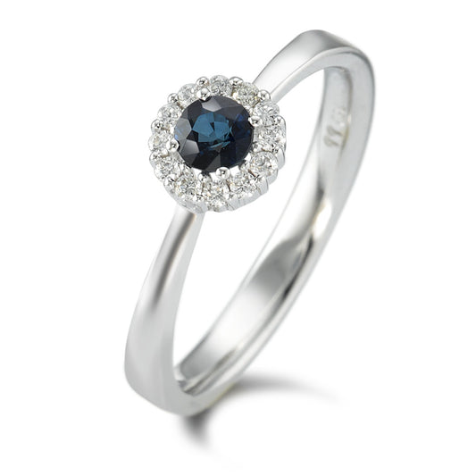 Ring 18k White Gold Sapphire 13 Stones, Diamond White, 0.12 ct, 12 Stones, w-si