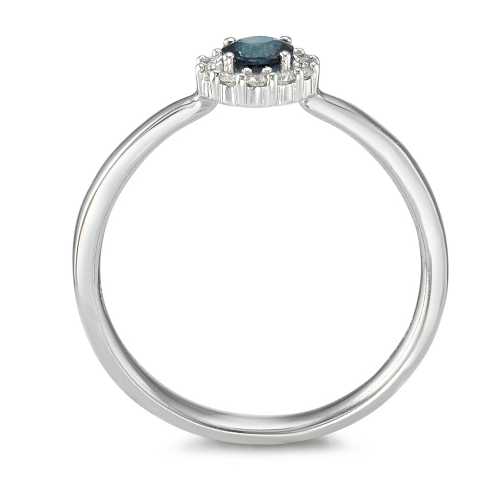 Ring 18k White Gold Sapphire 13 Stones, Diamond White, 0.12 ct, 12 Stones, w-si