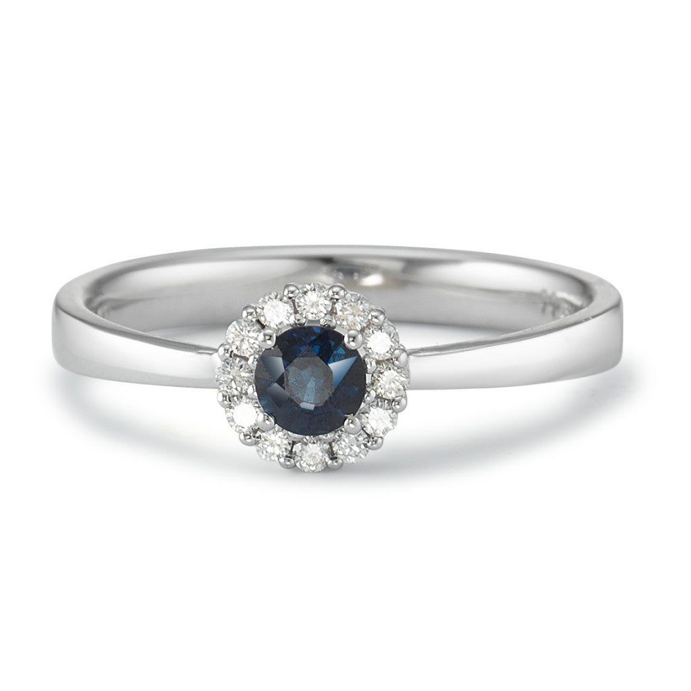 Ring 18k White Gold Sapphire 13 Stones, Diamond White, 0.12 ct, 12 Stones, w-si