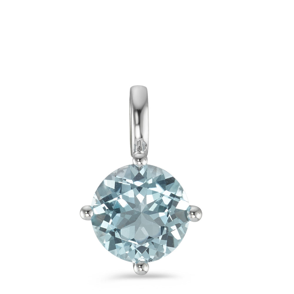 Pendant 18k White Gold Topaz Blue Ø10 mm