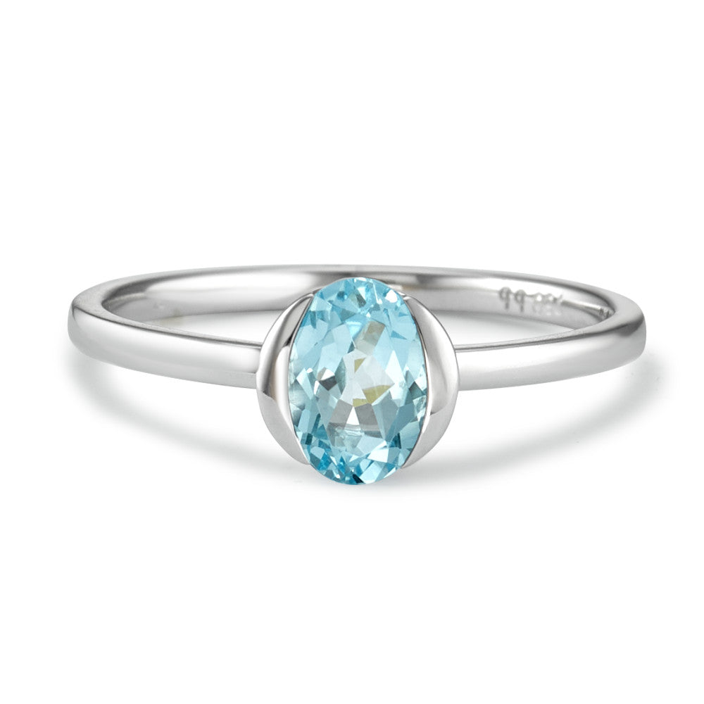 Ring 18k White Gold Topaz Blue