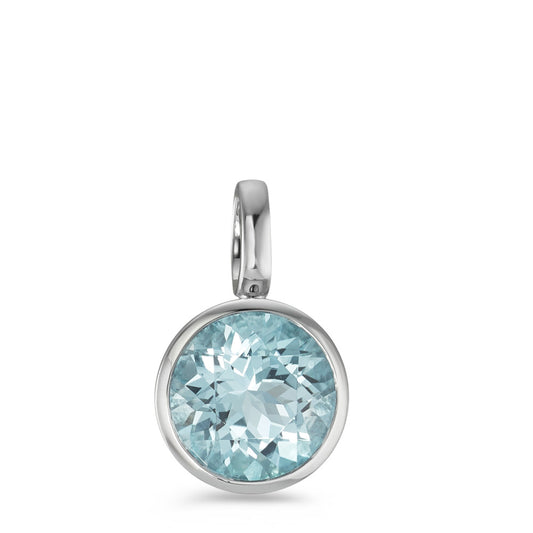 Pendant 18k White Gold Topaz Blue Ø9 mm