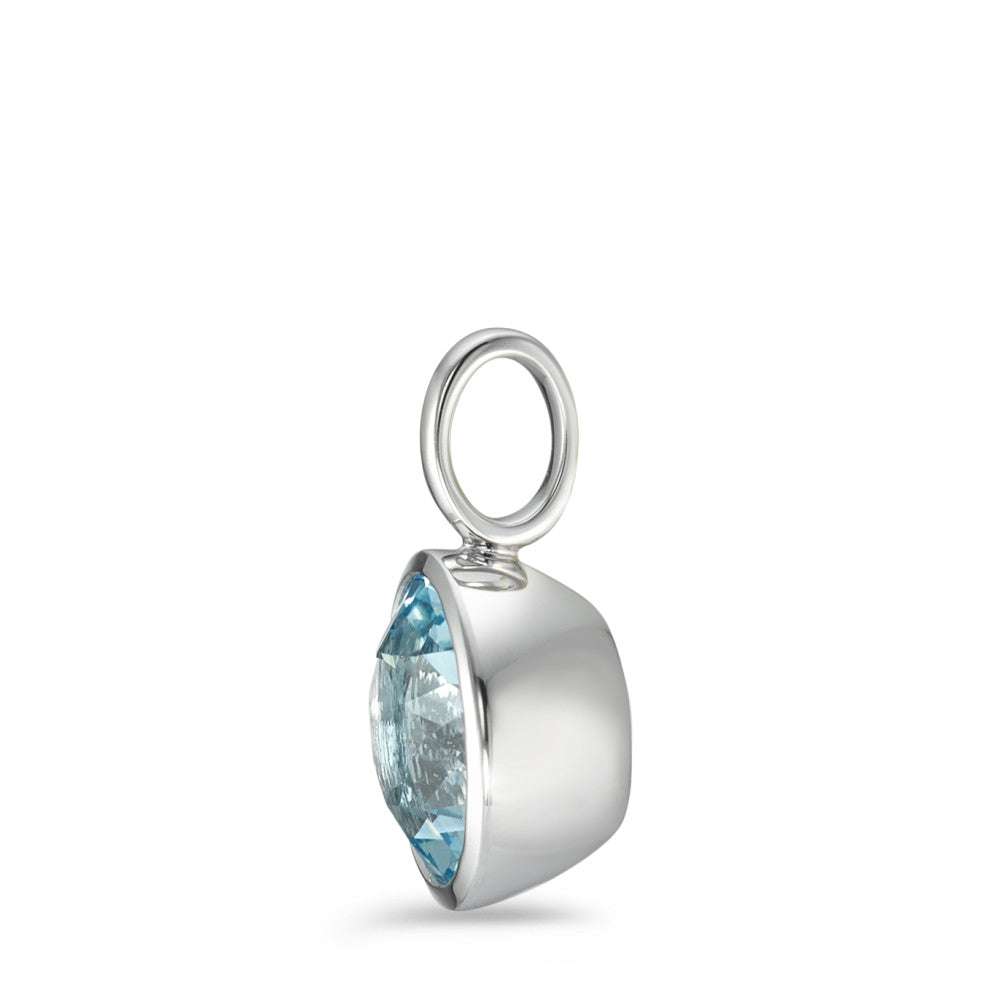 Pendant 18k White Gold Topaz Blue Ø9 mm