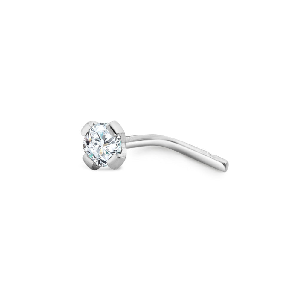 Nose Stud 18k White Gold Zirconia White Ø3.3 mm