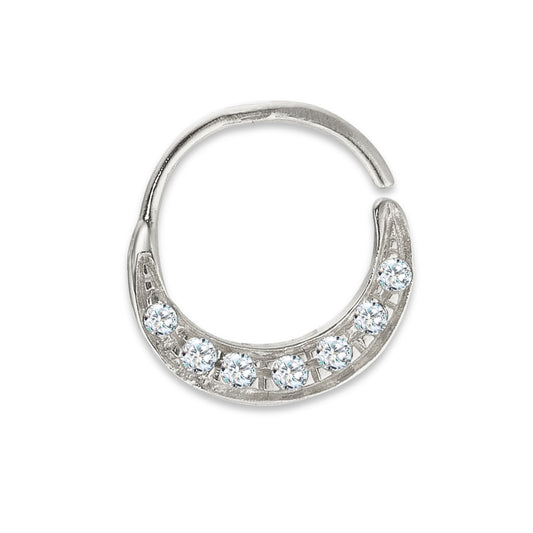 Nose ring 18k White Gold Zirconia 7 Stones