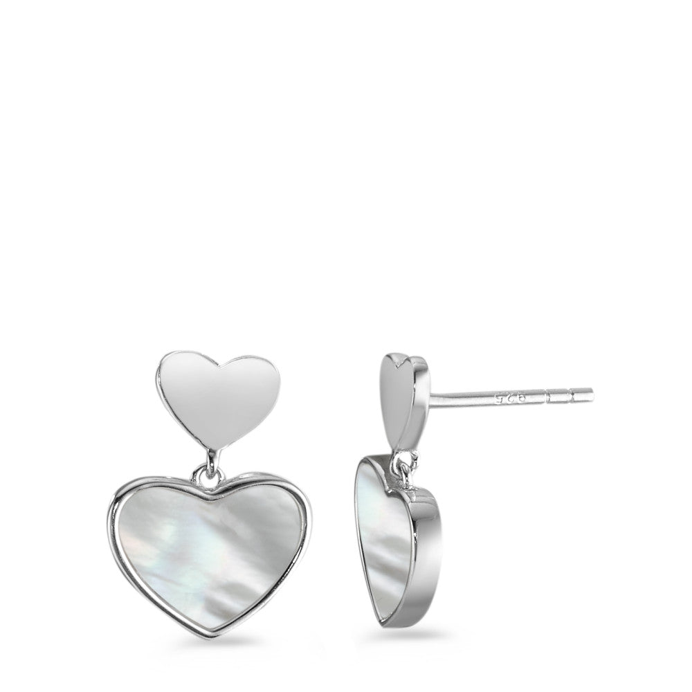 Drop Earrings Silver Rhodium plated Mother of pearl Heart