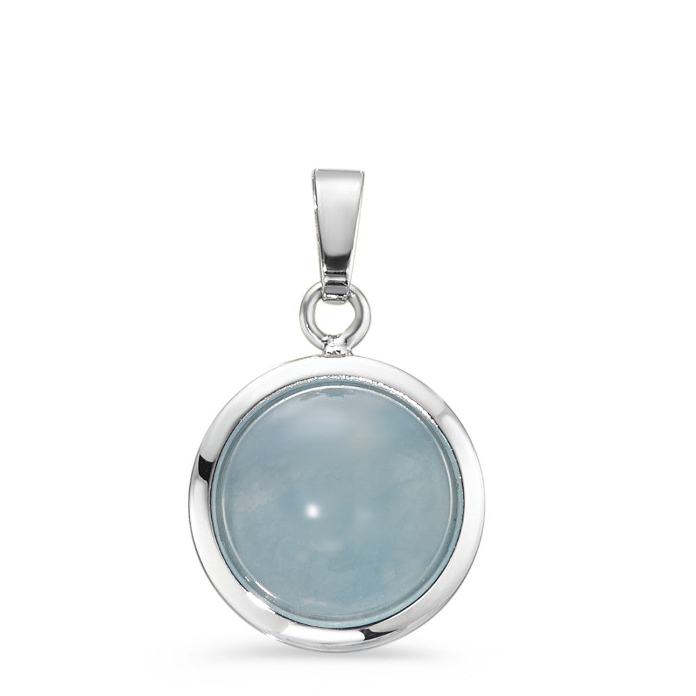 Pendant 18k White Gold Chalcedony Light Blue Ø12.5 mm