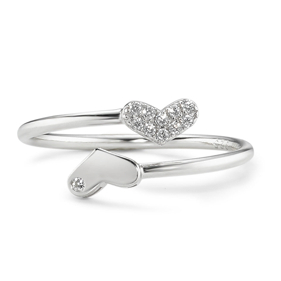 Ring Silver Zirconia Rhodium plated Heart