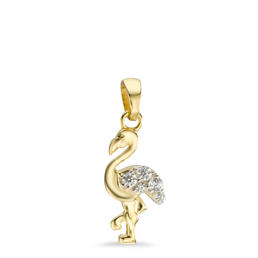 Pendant 9k Yellow Gold Zirconia 5 Stones Flamingo