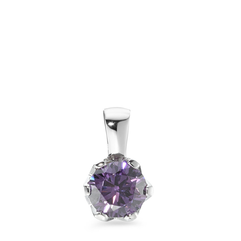 Pendant Silver Zirconia Violet Rhodium plated Ø7 mm