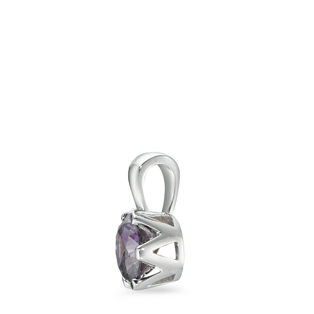 Pendant Silver Zirconia Violet Rhodium plated Ø7 mm