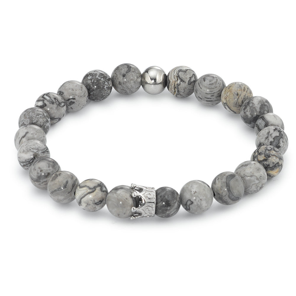 Bracelet Stainless steel Agate Gray Crown 20 cm Ø8.5 mm