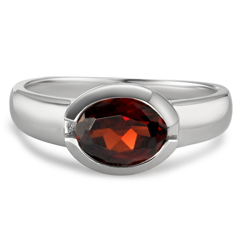 Ring 9k White Gold Garnet