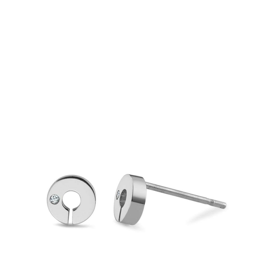 Stud earrings Stainless steel Diamond 0.01 ct, 2 Stones, p1 Ø5.5 mm