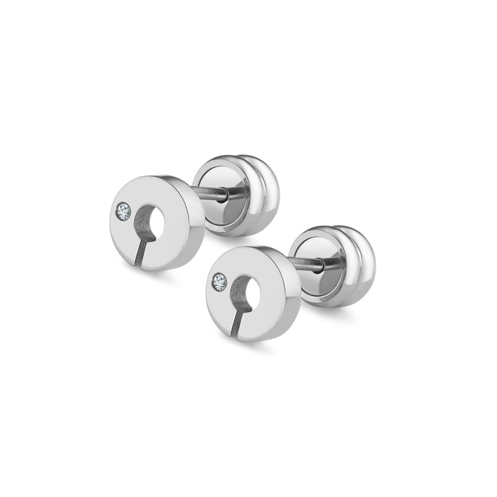 Stud earrings Stainless steel Diamond 0.01 ct, 2 Stones, p1 Ø5.5 mm