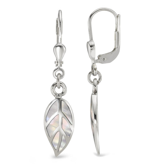 Drop Earrings Silver Mother of pearl Leaf