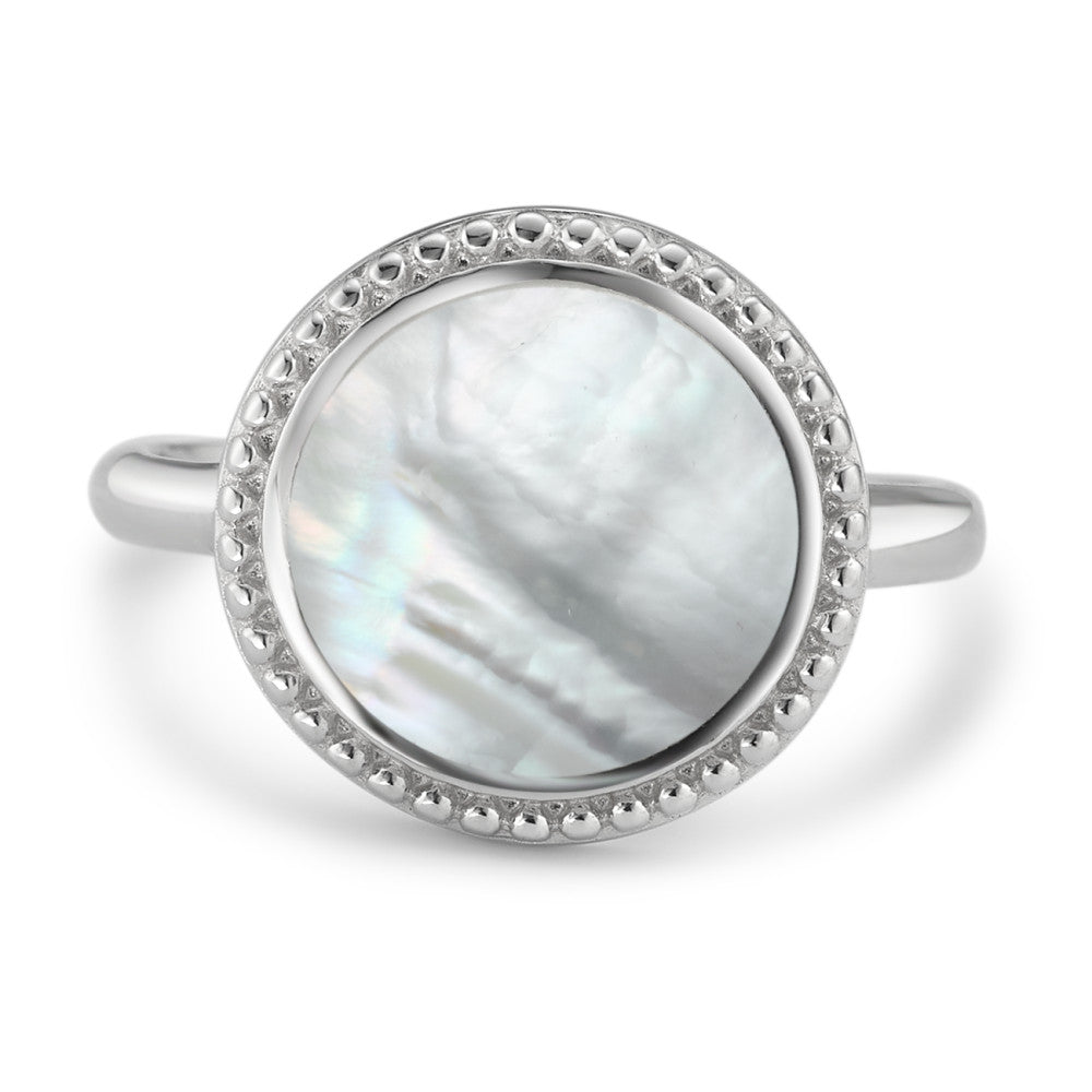 Ring Silver Rhodium plated Mother of pearl Ø13 mm