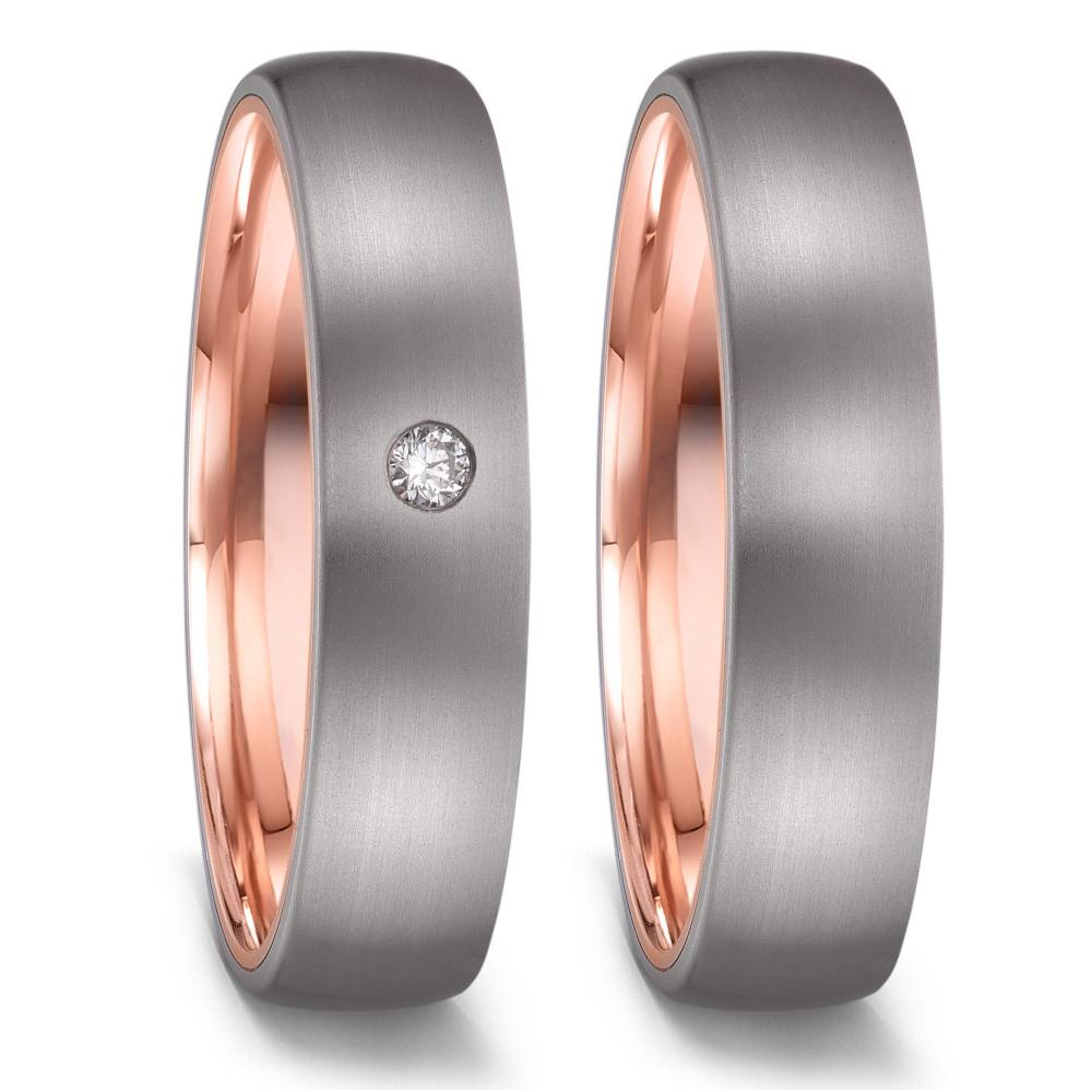 Wedding Ring Titanium, 14k Red Gold