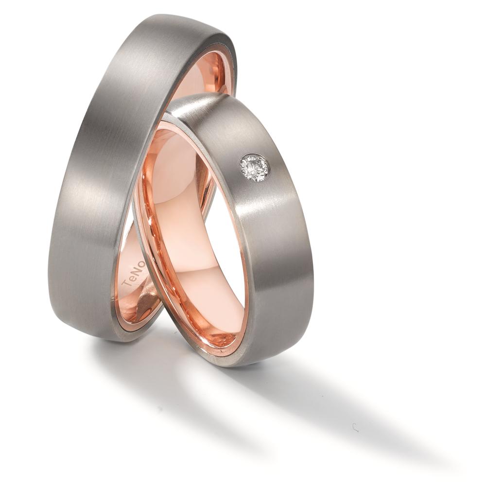 Wedding Ring Titanium, 14k Red Gold