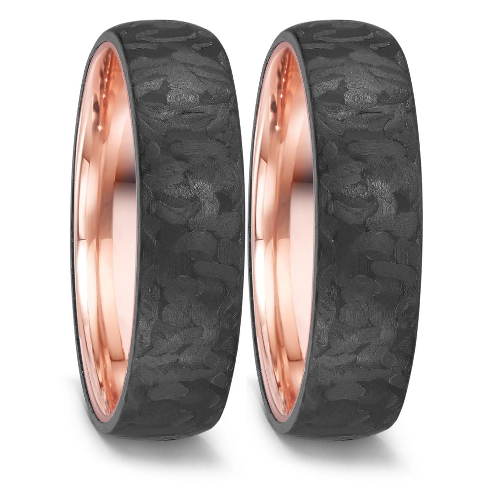 Wedding Ring 14k Red Gold, Carbon