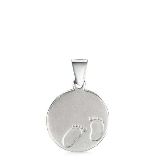 Engravable pendant 14k White Gold Feet Ø12 mm