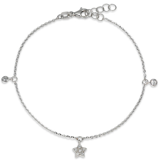 Bracelet 14k White Gold Zirconia White Star 17-19 cm