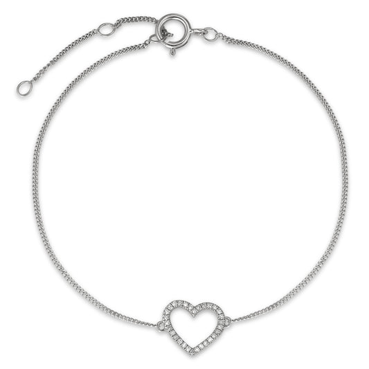 Bracelet 14k White Gold Diamond 0.05 ct, w-si Heart 15-18 cm