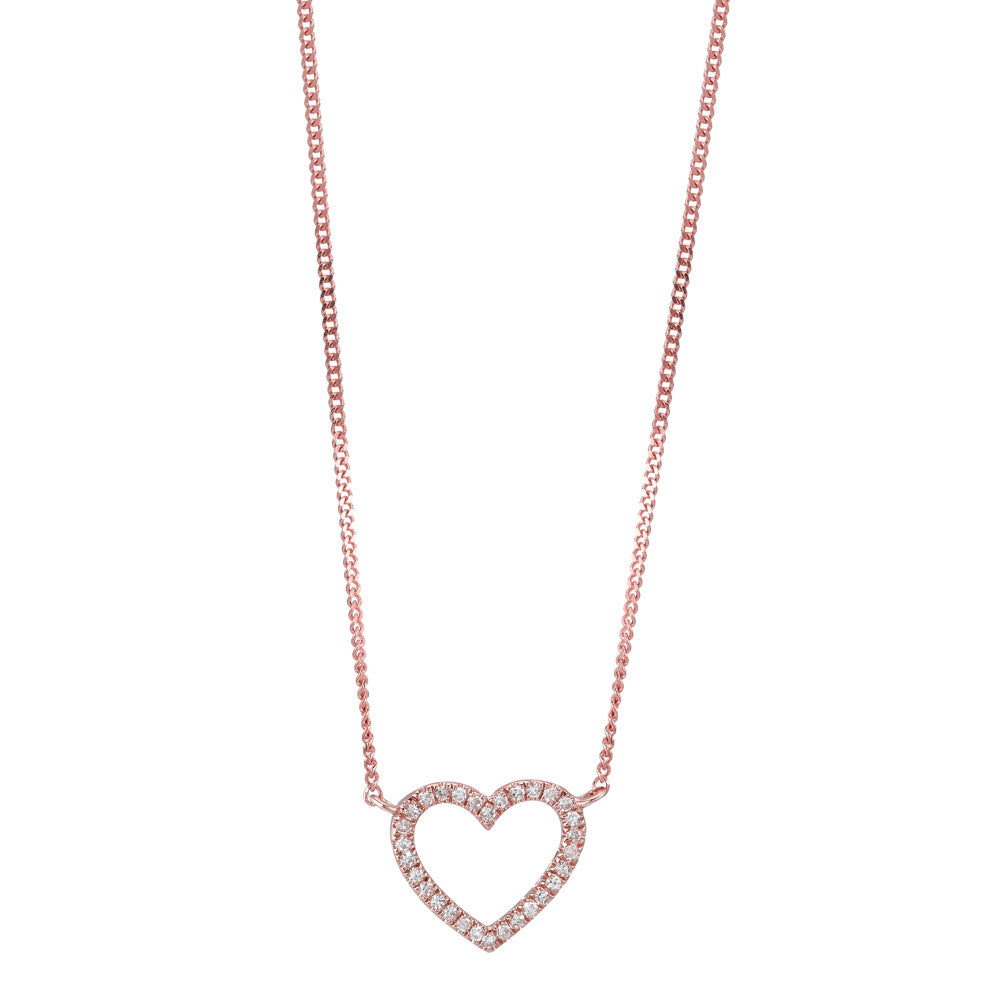 Necklace 14k Red Gold Diamond 0.05 ct, w-si Heart 42 cm