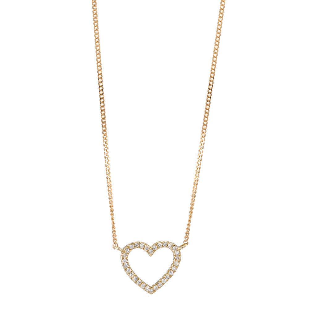 Necklace 14k Yellow Gold Diamond 0.05 ct, w-si Heart 42 cm